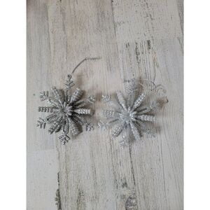 Silver glitter snowflake set ornament xmas decor